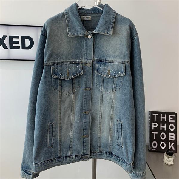 SAINT LAURENT 偽物 秋冬フェミニントレンディ ライトブルー ブリリアントアクセント デニムジャケット サンローラン