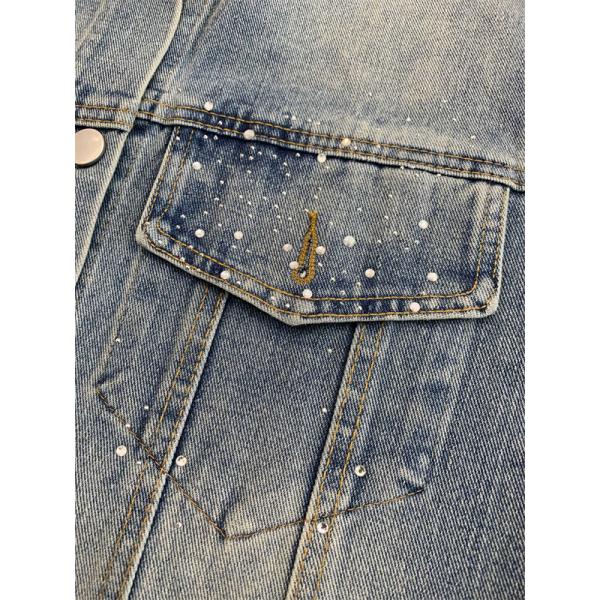 SAINT LAURENT 偽物 秋冬フェミニントレンディ ライトブルー ブリリアントアクセント デニムジャケット サンローラン