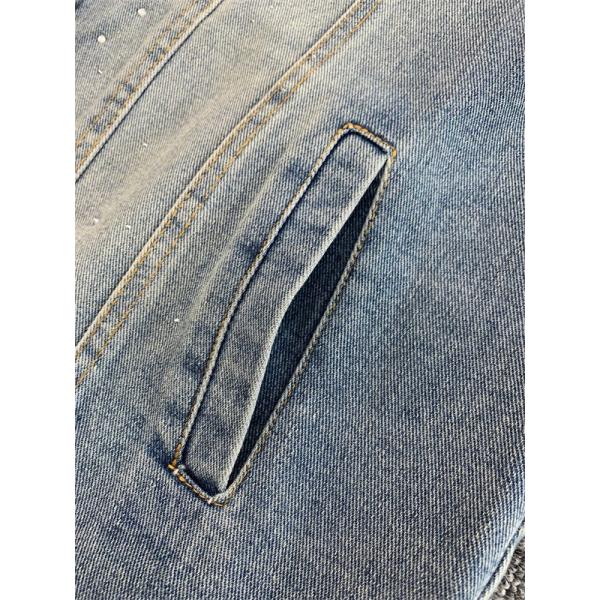 SAINT LAURENT 偽物 秋冬フェミニントレンディ ライトブルー ブリリアントアクセント デニムジャケット サンローラン