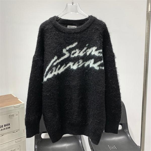 ブラック アートロゴ ニットセーター サンローラン SAINT LAURENT スーパーコピー 秋冬デザイン話題