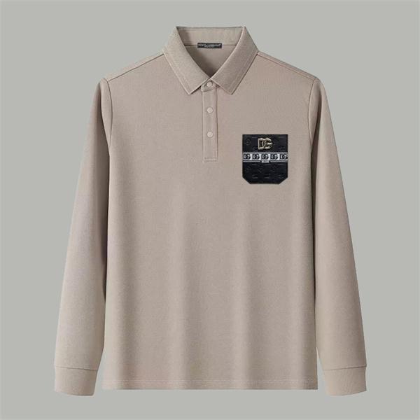 ドルチェ & ガッバーナ DOLCE & GABBANA 偽物 秋冬 お洒落 ホワイト ポロ领 ポケットモチーフ ロングスリーブ 長袖T シャツ