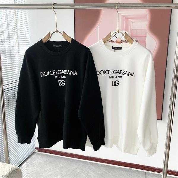 DOLCE & GABBANA コピー 秋冬 お洒落 ブラック × ホワイト 2 色 大ロゴ 円领 スウェット ドルチェ & ガッバーナ