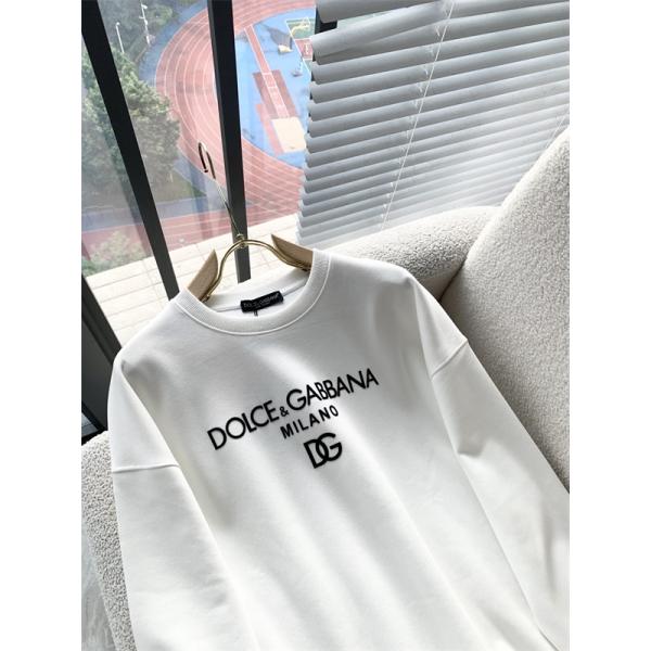 DOLCE & GABBANA コピー 秋冬 お洒落 ブラック × ホワイト 2 色 大ロゴ 円领 スウェット ドルチェ & ガッバーナ