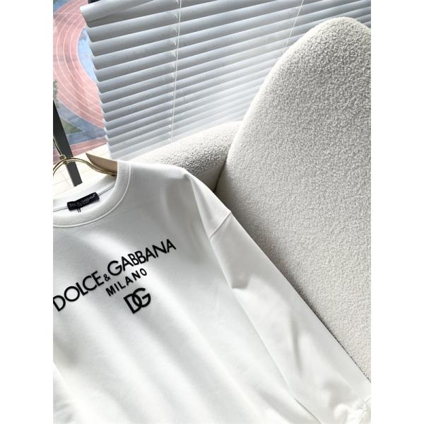 DOLCE & GABBANA コピー 秋冬 お洒落 ブラック × ホワイト 2 色 大ロゴ 円领 スウェット ドルチェ & ガッバーナ