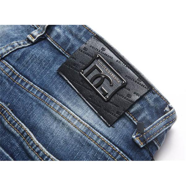 ライトブルー 刺繍ロゴ デニムパンツ ドルチェ & ガッバーナ DOLCE & GABBANA コピー 秋冬日常ブランドトレンド