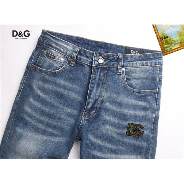 ライトブルー 刺繍ロゴ デニムパンツ ドルチェ & ガッバーナ DOLCE & GABBANA コピー 秋冬日常ブランドトレンド