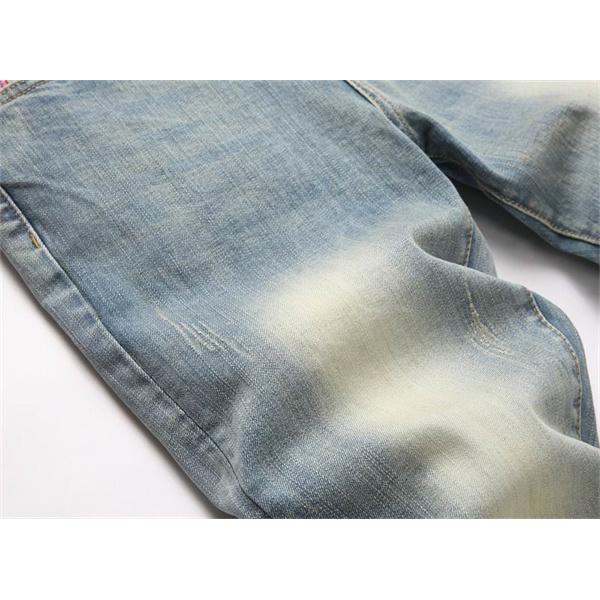 DOLCE & GABBANA 偽物 秋冬 ファッション ライトブルー ピンク刺繍 ヴィンテージデニムパンツ ドルチェ & ガッバーナ