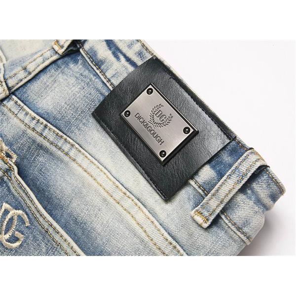 ドルチェ & ガッバーナ DOLCE & GABBANA コピー 秋冬 注目 ライトブルー 多刺繍 DG ロゴ デニムパンツ