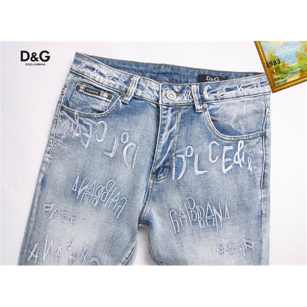 ライトブルー 满刺繍字母 デニムパンツ ドルチェ & ガッバーナ DOLCE & GABBANA スーパーコピー 秋冬 高級感