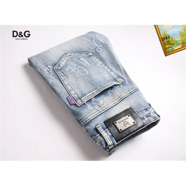 ライトブルー 满刺繍字母 デニムパンツ ドルチェ & ガッバーナ DOLCE & GABBANA スーパーコピー 秋冬 高級感