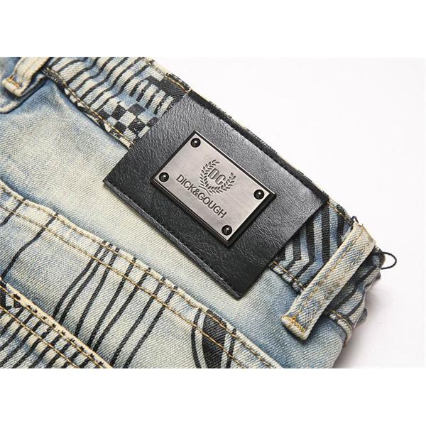 ドルチェ & ガッバーナ DOLCE & GABBANA コピー 秋冬 お洒落 ライトブルー チェッカーボード腰頭 デニムパンツ 