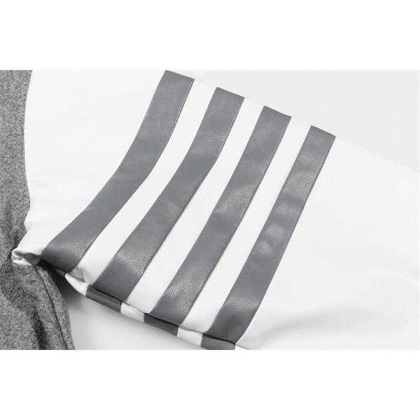 グレー 四条纹袖 ベースボールジャケット トムブラウン Thom Browne コピー 2025秋冬スタイリッシュ トレンド