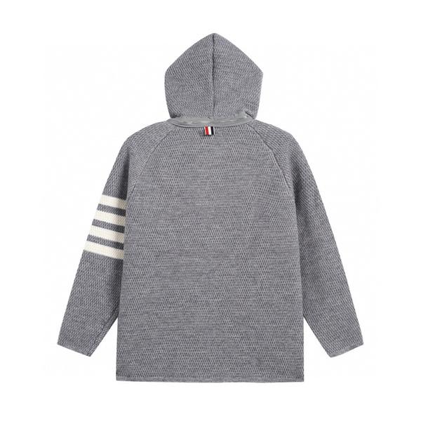 ネイビー 着心地最高 連帽 ニットカーディガン トムブラウン Thom Browne コピー 秋冬機能的 定番