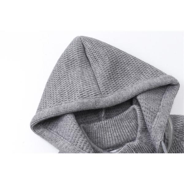 ネイビー 着心地最高 連帽 ニットカーディガン トムブラウン Thom Browne コピー 秋冬機能的 定番