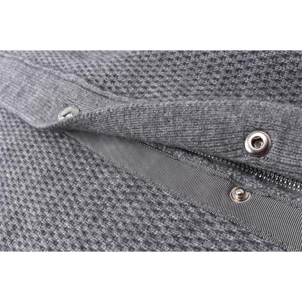 ネイビー 着心地最高 連帽 ニットカーディガン トムブラウン Thom Browne コピー 秋冬機能的 定番