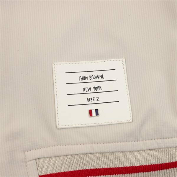 Thom Browne コピー 秋冬クリーン トレンド ベージュ クリーン 細条纹 ベースボールジャケット トムブラウン 