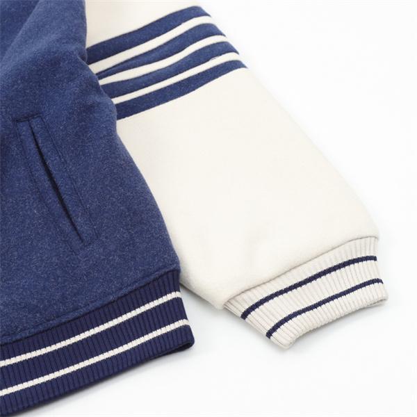 Thom Browne コピー 2025秋冬 人気 ベージュ × ネイビー シンメトリック ベースボールジャケット トムブラウン