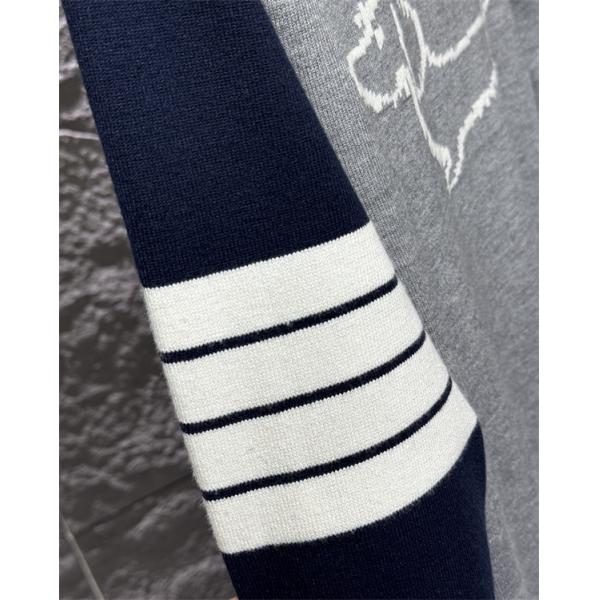 グレー × レッド × ネイビー 3 色 セーター トムブラウン Thom Browne コピー 秋冬カラフル 最新