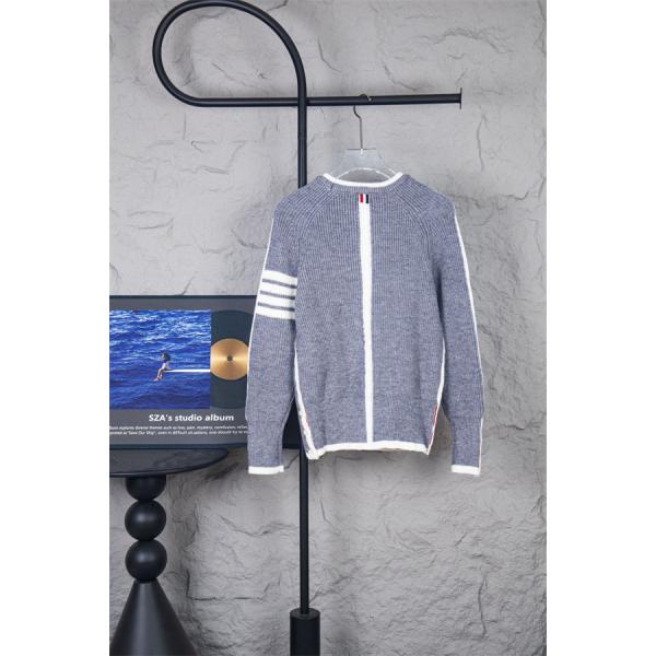  Thom Browne コピー 2025秋冬おすすめ グレー × ホワイト パイピング セーター トムブラウン