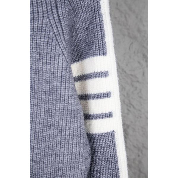  Thom Browne コピー 2025秋冬おすすめ グレー × ホワイト パイピング セーター トムブラウン