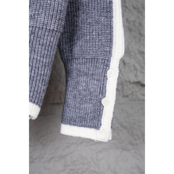  Thom Browne コピー 2025秋冬おすすめ グレー × ホワイト パイピング セーター トムブラウン