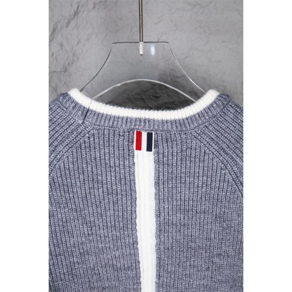  Thom Browne コピー 2025秋冬おすすめ グレー × ホワイト パイピング セーター トムブラウン