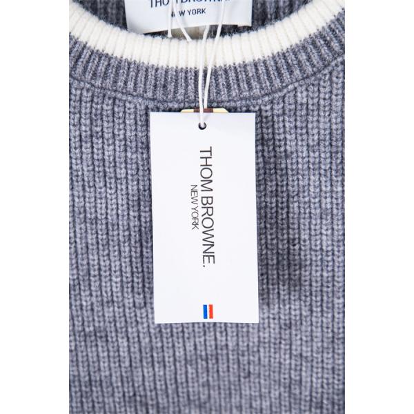  Thom Browne コピー 2025秋冬おすすめ グレー × ホワイト パイピング セーター トムブラウン
