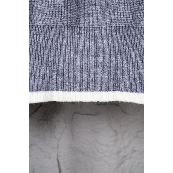  Thom Browne コピー 2025秋冬おすすめ グレー × ホワイト パイピング セーター トムブラウン