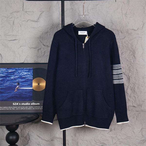 トムブラウン Thom Browne コピー 秋冬モダン トレンド ネイビー 連帽 ジップカーディガン 