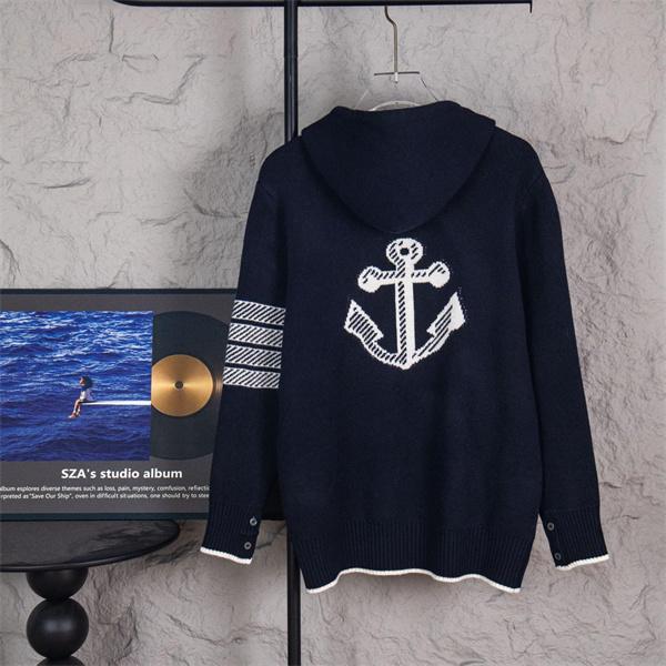 トムブラウン Thom Browne コピー 秋冬モダン トレンド ネイビー 連帽 ジップカーディガン 