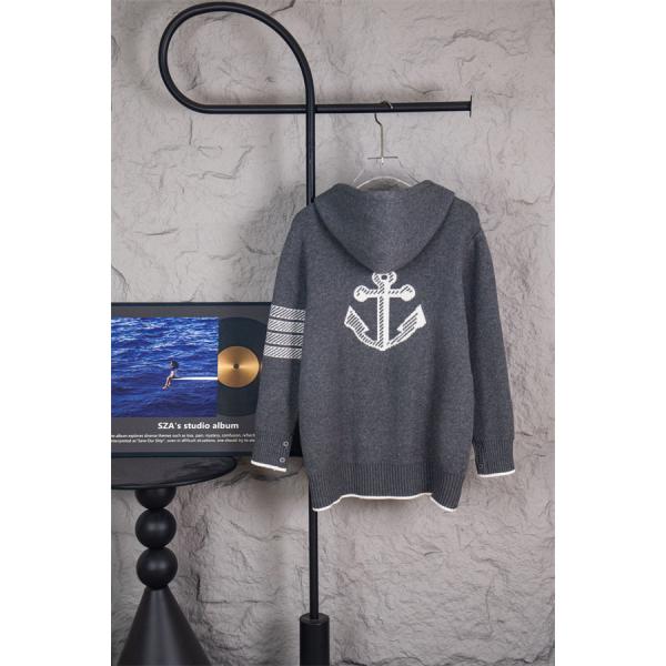 トムブラウン Thom Browne コピー 秋冬モダン トレンド ネイビー 連帽 ジップカーディガン 