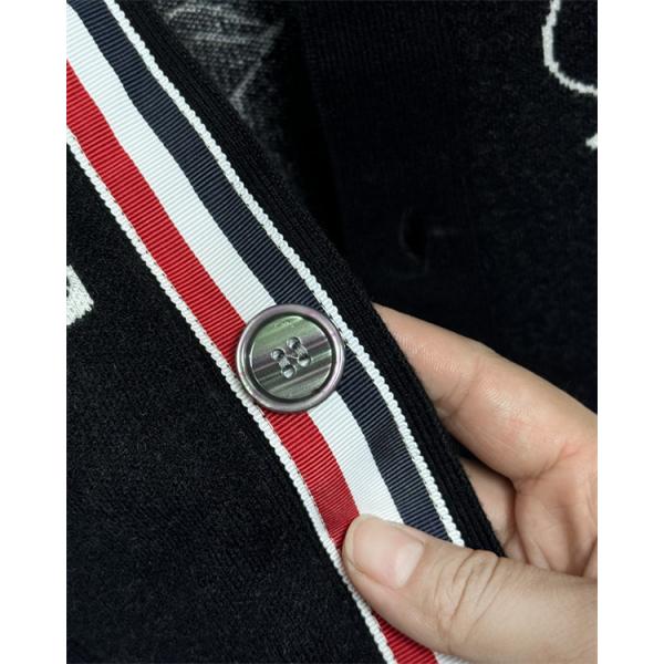 グレー × ブラック 2 色 ガチョウ刺繍 カーディガン トムブラウン Thom Browne コピー 秋冬愛らしい 定番