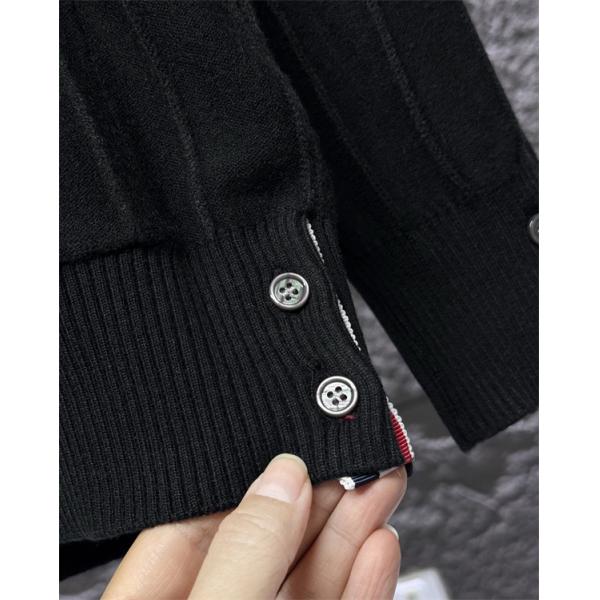 グレー × ネイビー × ブラック 3 色 リブ柄 红白条纹袖 カーディガン トムブラウン Thom Browne 偽物 秋冬洗練された 万能