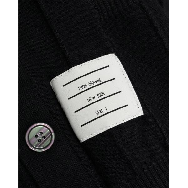 グレー × ネイビー × ブラック 3 色 リブ柄 红白条纹袖 カーディガン トムブラウン Thom Browne 偽物 秋冬洗練された 万能