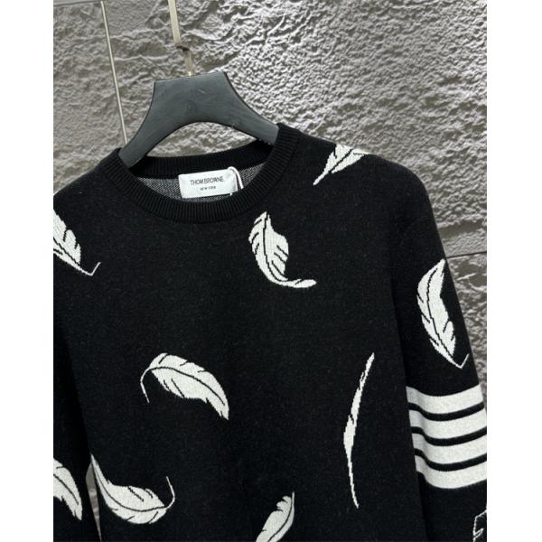 Thom Browne コピー 秋冬柔らかな トレンド グレー × ブラック 2 色 フェザー满印 セーター トムブラウン