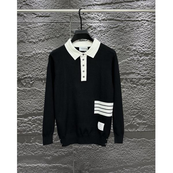 トムブラウン Thom Browne コピー 秋冬トレンド 万能 ホワイト × グレー × ブラック 3 色 POLO セーター 
