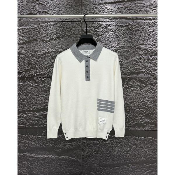 トムブラウン Thom Browne コピー 秋冬トレンド 万能 ホワイト × グレー × ブラック 3 色 POLO セーター 