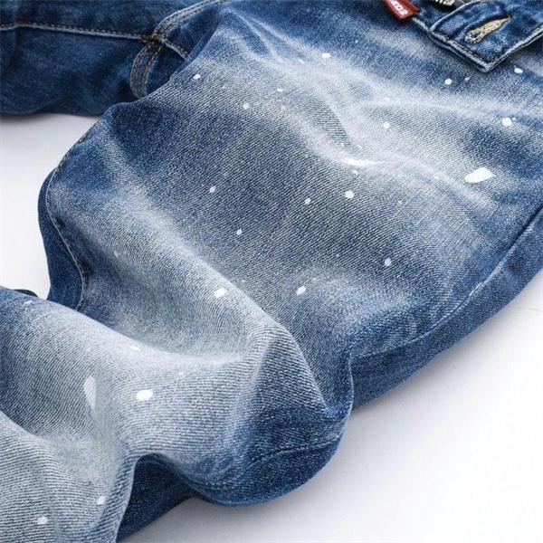 Dsquared2風 激安 スリムフィット ヴィンテージデニム メンズ ダメージ加工 スプラッシュペイント ジーンズ