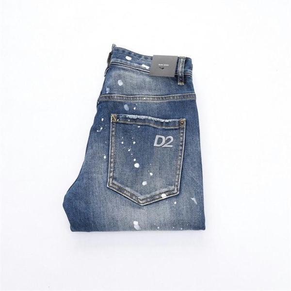 Dsquared2風 激安 スリムフィット ヴィンテージデニム メンズ ダメージ加工 スプラッシュペイント ジーンズ