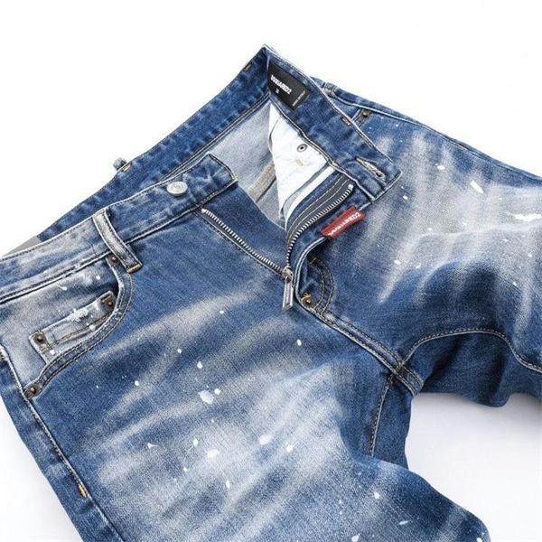 Dsquared2風 激安 スリムフィット ヴィンテージデニム メンズ ダメージ加工 スプラッシュペイント ジーンズ