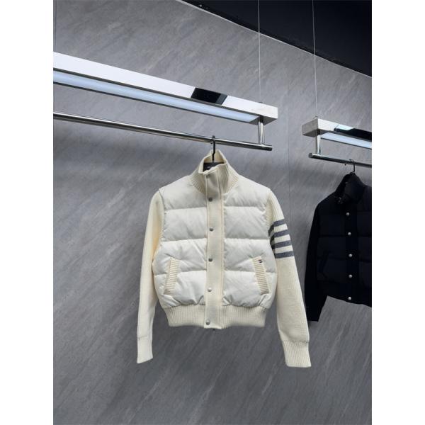 Thom Browne 偽物 秋冬コントラスト豊かな 定番 ネイビー ニット拼接 ダウンジャケット トムブラウン