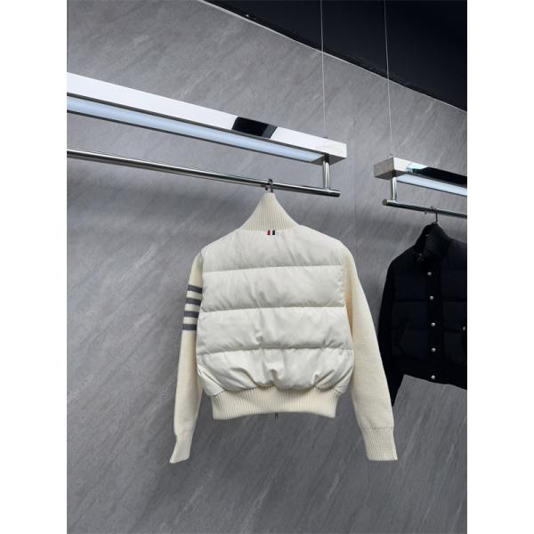 Thom Browne 偽物 秋冬コントラスト豊かな 定番 ネイビー ニット拼接 ダウンジャケット トムブラウン