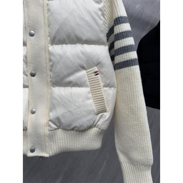 Thom Browne 偽物 秋冬コントラスト豊かな 定番 ネイビー ニット拼接 ダウンジャケット トムブラウン