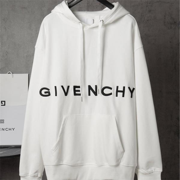 ジバンシー GIVENCHY コピー 秋冬クリーン 高級な 定番 ホワイト ブラックロゴ パーカー 