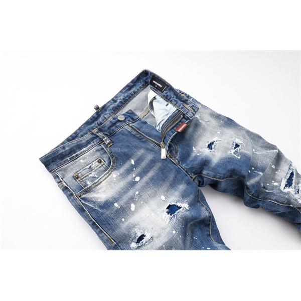 Dsquared2 激安 クラッシュデニム メンズ ジーンズ ダメージ加工 ヴィンテージ風 ストレッチ スリム カジュアルパンツ