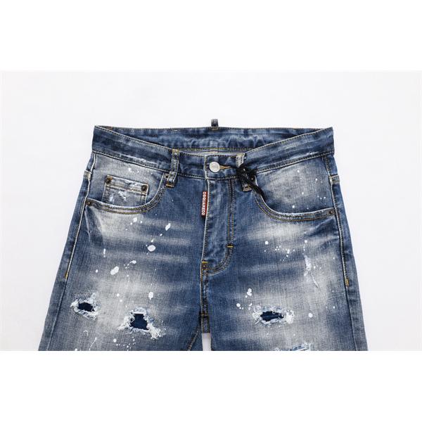Dsquared2 激安 クラッシュデニム メンズ ジーンズ ダメージ加工 ヴィンテージ風 ストレッチ スリム カジュアルパンツ