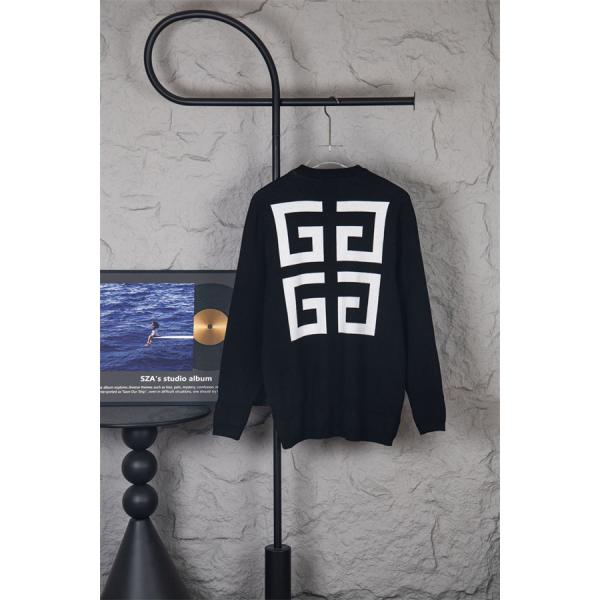 ブラック ホワイトロゴ ニット円领 トップス ジバンシー GIVENCHY 偽物 2025秋冬対応 トレンド