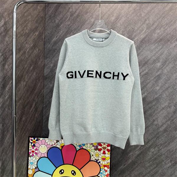 ライトグレー GIVENCHY コピー 秋冬柔らかで上品な 人気 ブラックロゴ 円领 ニット ジバンシー 