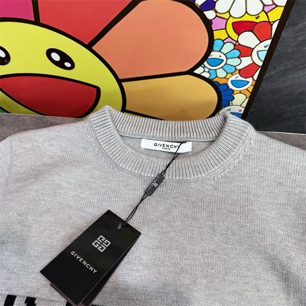ライトグレー GIVENCHY コピー 秋冬柔らかで上品な 人気 ブラックロゴ 円领 ニット ジバンシー 