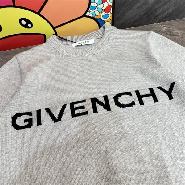 ライトグレー GIVENCHY コピー 秋冬柔らかで上品な 人気 ブラックロゴ 円领 ニット ジバンシー 
